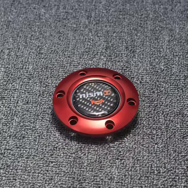 Estilo de coche de fibra de carbono Nismo Racing Sport botón de bocina de volante + borde - Volantes y bocinas - 1