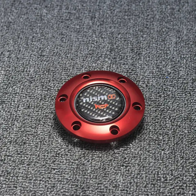 Estilo de coche de fibra de carbono Nismo Racing Sport botón de bocina de volante + borde - Volantes y bocinas - 1