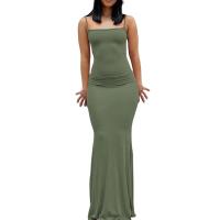 Vestido de fiesta sin mangas con tirantes finos y degradado largo sin espalda a la moda de verano para mujer - details 7