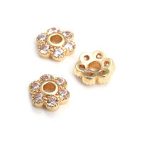 10 Uds. De latón y circonita de Color dorado de 18K, tapas de cuentas de flores, joyería, pendientes, suministros para hacer cuentas, accesorios Diy - details 18