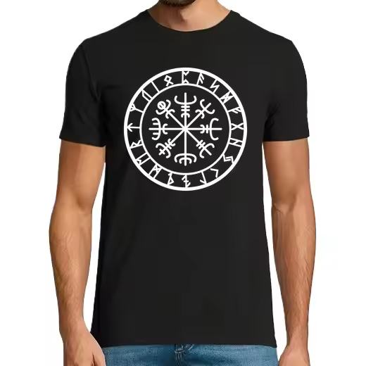 Brújula Vikinga Vegvísir Mitología nórdica Vikingo Valhalla Camisetas hombre clásica premium de vikingos - 1