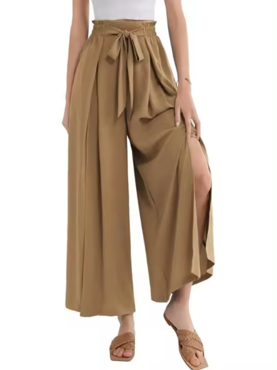 Pantalones de moda para mujer Haruku con cintura alta, piernas anchas y estética clásica - 1