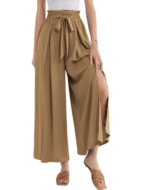 Pantalones de moda para mujer Haruku con cintura alta, piernas anchas y estética clásica - 1