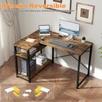 110x80 cm Almacenamiento Esquina Estante Reversible Estable Ornador en L Oficina Estudio o Secretaria Marrón - details 2