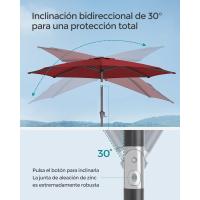 Sombrilla de Jardín 300 cm, UPF 50+, Parasol, 30 ° de Inclinación en dos Direcciones, con , para Patio, Terraza, , Piscina, sin Base, Beige GPU30BE - details 51