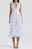2025 nuevos modelos de primavera y verano, vestido de tirantes ajustado, vestido de temperamento con cuello en V estampado informal europeo y americano - details 10