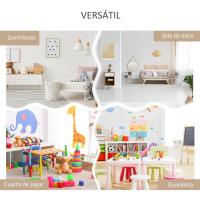 Mueble Libre para Niños 3 Compartimentos, 2 Cubos y Cajón Móvil 4 Ruedas Blanco - details 4