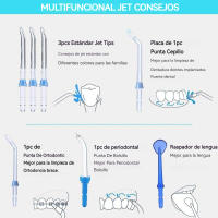 FC169 Ultrasonic Oral Irrigator Water Jet Flosser 600ML Water Tank Jet Tips Teeth Cleaner Dental Water Flosser 7 Nozzle - details 2