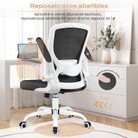 9060 Silla de oficina ergonómica con reposabrazos plegables, silla de ordenador giratoria de malla de 360 ° , gris claro - details 35