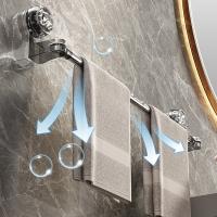 Barra de toalla retráctil con ventosa, soporte para toallas de baño montado en la pared sin perforación, drenaje giratorio, barra de toallero individual para ducha - details 10