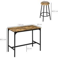 Conjunto de mesa alta de bar y 4 taburetes, mesa alta de cocina con taburetes estilo industrial, marco de metal para salón, marrón rústico - details 6