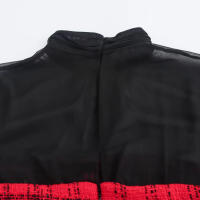 Vestido rojo d de manga larga con cuello redondo para mujer, decoración de un solo pecho, otoño - details 6