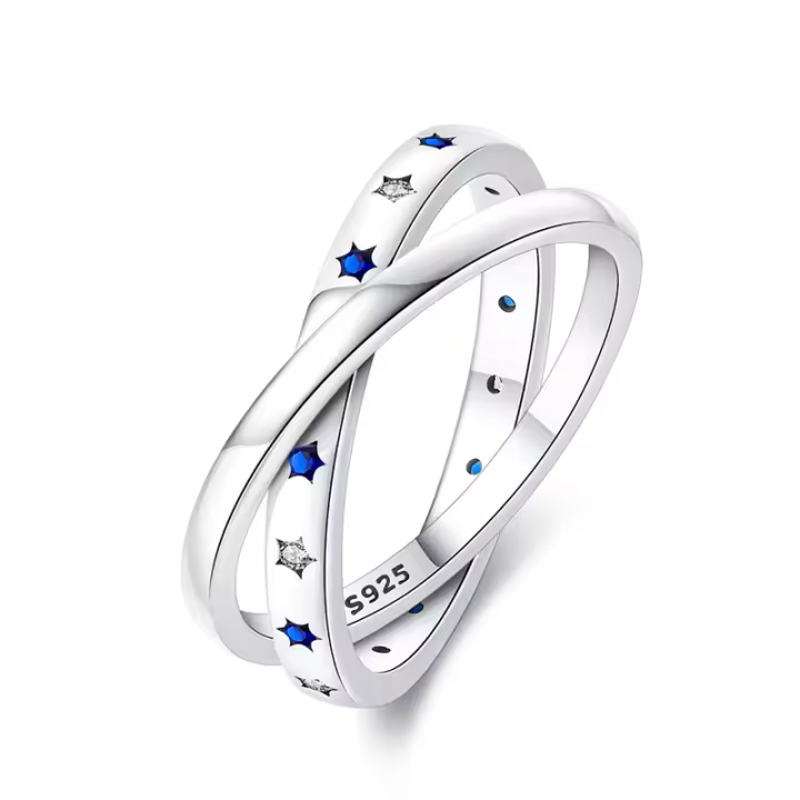 Anillos de circonia cúbica para Mujer, Plata de Ley 2024 925 Auténtica, Cielo Estrellado, Amor, joyería de compromiso de Boda, Gift de cumpleaños - 1