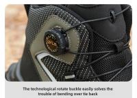 Zapatos de seguridad con botón giratorio para hombre, calzado de trabajo impermeable, botas de construcción con tiras reflectantes, punta de acero, talla 48, Invierno - details 11