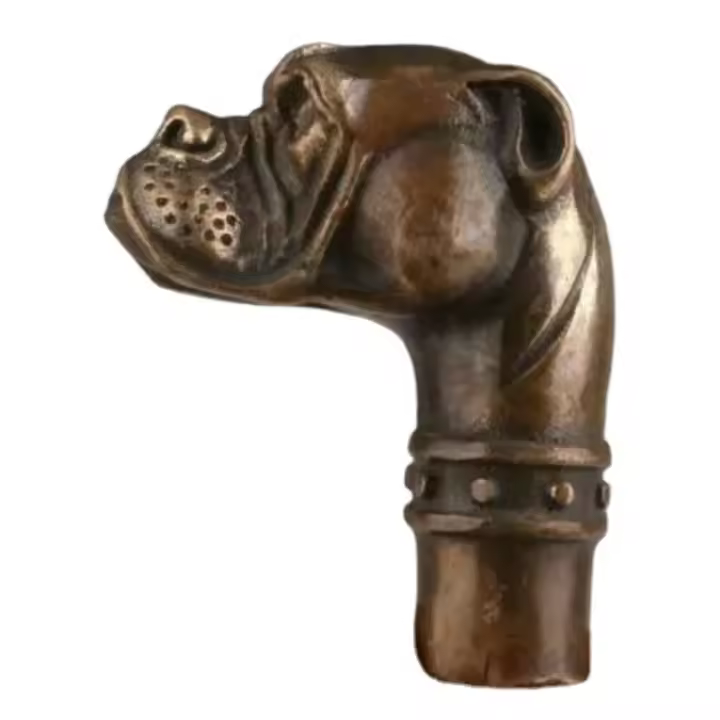 Estatua de bronce para perro viejo, bastón para caminar, Mango para la cabeza, colección de accesorios, altura de 6,7 cm - 1