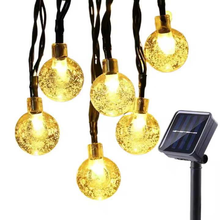 Guirnalda de luces solares para exteriores, globo de cristales, 8 modos de iluminación, luces de Patio - 1