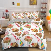 Cubierta de Edredón con Diseño de Rey y Reina de Pasteles de Dibujos Animados para Cama de Niños Regalo de Cumpleaños Polyester Set de Muebles de Dormitorio con Helado y Cupcake - details 17