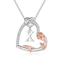 Collar de Corazón Rosa S925, Joyería de Plata de Ley, 26 Letras, Colgante, Regalo de San Valentín para Mujeres - details 6