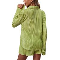 Conjunto de Pantalones Cortos Sueltos Informales para Mujer Traje Elegante de Dos Piezas Color Liso - details 3