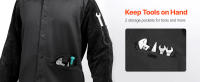 Chaqueta de soldadura resistente a las llamas SucceBuy, talla M, mangas de cuero de vaca dividido duradero y 9 oz. Cuerpo de algodón FR, resistente al calor - details 4