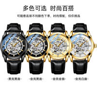 Reloj mecánico completamente automático con correa de cuero para hombre, reloj mecánico hueco, reloj luminoso e impermeable. - details 5