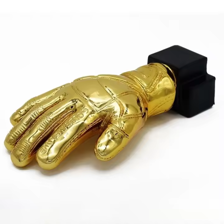 Guantes de Golfista de Resina Dorados Trofeo de Fútbol de 26cm Regalo Personalizable para Fanáticos - 1
