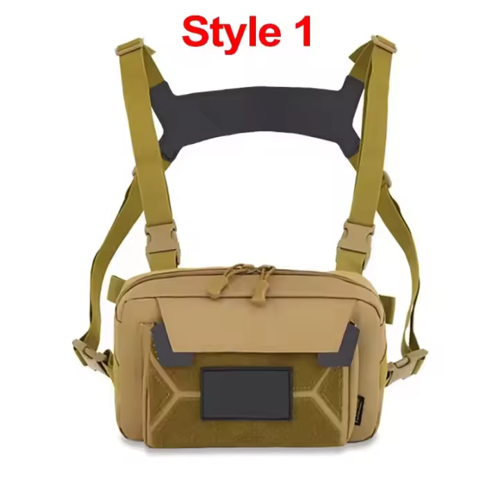 Chaleco táctico de pecho Mochila EDC Bolsa de aparejo frontal Rinonera para acampar al aire libre - 1