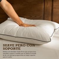 Plumón de plumas orgánico almohadas 50x75 Paquete de 2 Unidades, Lujosa almohada para dormir de hotel de 3 cámaras, Almohada 50x75 cm plumón con funda 100% algodón y relleno de plumón de ganso, Blanco - details 5