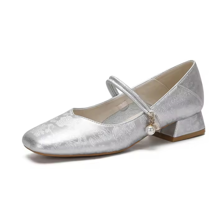 Retro versátil noche estilo nacional Mary Jane zapatos de las mujeres 2025 primavera y otoño nuevo cinturón de una palabra tacón medio boca ligera zapatos individuales mujeres - 1