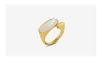Anillo de Acero Inoxidable con Diseño de Concha Geométrica de Plata-Oro-Maple Leaf - details 1