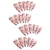 Uñas Falsas a Prueba de Manchas Impresión de Líneas Irregulares Rosa Ideal para Salón de Uñas para Mujeres y Niñas - details 4
