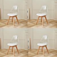 Sillas de Comedor Tapizadas en Telapara Cocina Comedor Dormitorio (Pack 4, Blanco/Cuero) - details 0