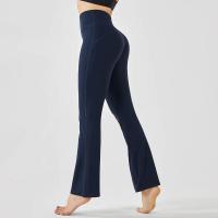Pantalones de entrenamiento elásticos de yoga de cintura alta para mujer, pierna ancha, acampanados, color sólido, para Fiess - details 1