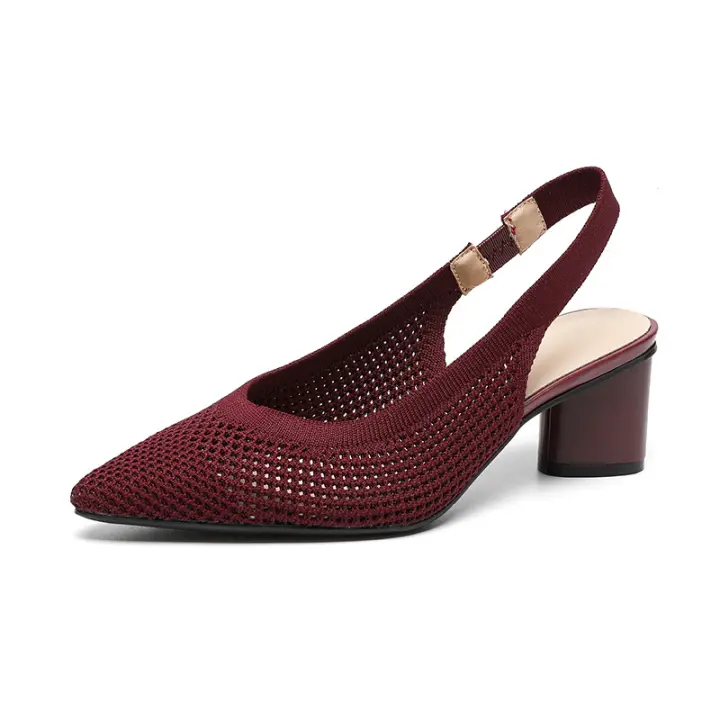 Sandalias de cuña transpirables de punto elegantes para mujer - 1