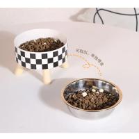 Cuenco para perros y gatos con lunares a cuadros de acero inoxidable antideslizante fácil de limpiar para interiores y exteriores - details 9