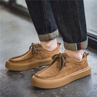 Nuevos zapatos de conductor de gamuza de diseñador de moda para hombre con cordones, zapatos deportivos planos de cuero de vaca, informales y a la moda, - details 3