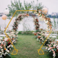 Arco de hierro hexagonal para boda, soporte de fondo para ceremonia, soporte de Metal para fiesta, 8,2 pies - details 0