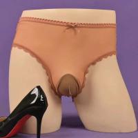 Bolsa sissy de seda grande para hombre, ropa interior cruzada de malla transparente de cintura alta con intervalo de bala, club gay - details 3