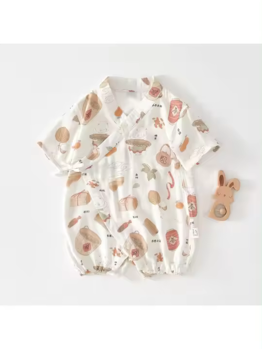 Bebé onesie gasa de verano ropa fina para recién nacidos bebé nuevo monje recién nacido chino ropa kimono transpirable - 1