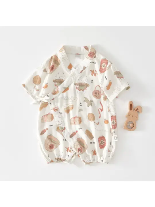 Bebé onesie gasa de verano ropa fina para recién nacidos bebé nuevo monje recién nacido chino ropa kimono transpirable - 1