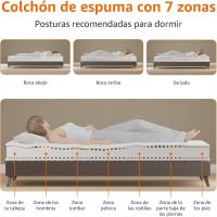 Colchón de espuma con 7 zonas diferenciadas, Firmeza media (H3), 90 x 190 x 15 cm, Blanco - details 4
