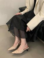 Nuevo stiletto tacones altos bolsa cabeza sandalias mujer francés con falda noche brisa vacío solo zapatos zapatos de mujer - details 8