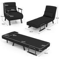 Sofá Cama Convertible Silla de Dormir Individual Tri-Fold con Respaldo Ajustable de 6 Posiciones, Cojín Desmontable y Asiento Tapizado Estructura Metálica Plegable (Azul) - details 30