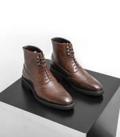 Zapatos de cuero de caña alta botas de hombre con cordones de negocios botas cortas - details 14