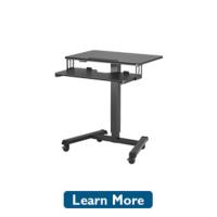 Escritorio de pie móvil con altura ajustable, escritorio para computadora portátil con ruedas, estación de trabajo de pie con bandeja compacta ajustable - details 11