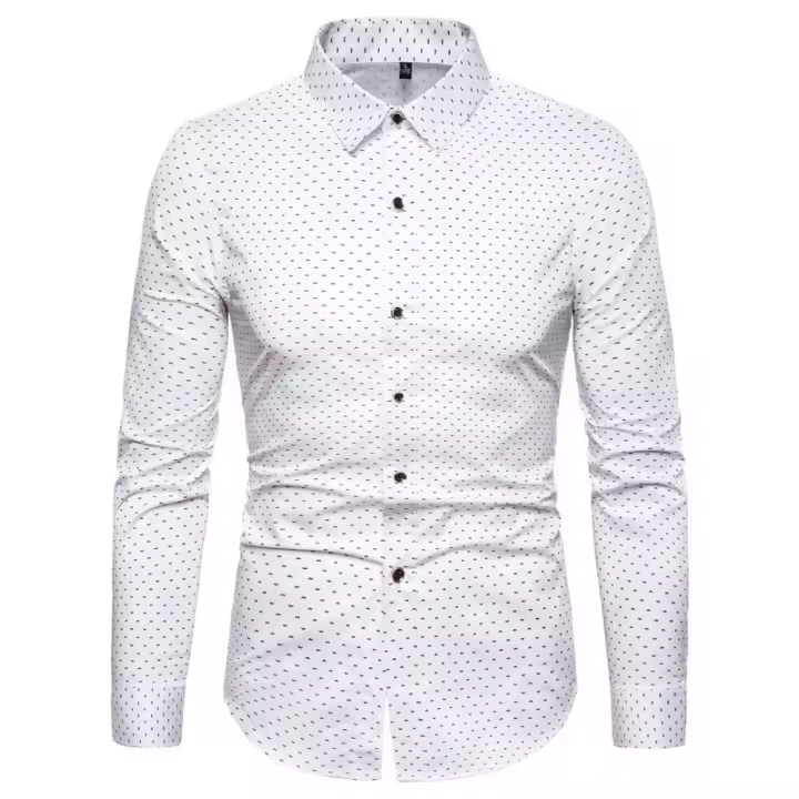 Camisa grande de hombre, estampado perenne, camisa juvenil de manga larga con lunares - 1