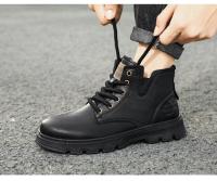 con botas de cuero de estilo retro, suelas gruesas, zapatos casuales de caña alta para hombre resistentes al desgaste, cremalleras laterales - details 15