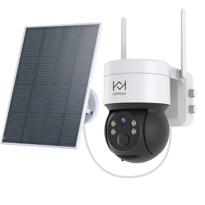 KEPEAK Cámara de Seguridad Solar WiFi Funcionamiento de Batería, Visión Nocturna, Audio Bimodal, Imágenes de Zoom, 360° de Pan&Tilt, Sensor PIR, Impermeable Ideal para Seguridad Exterior y Interior - 1