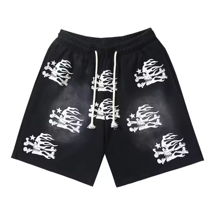 Pantalones Cortos de Baloncesto con Logo Impreso Secado Rápido Puro Algodón - 1