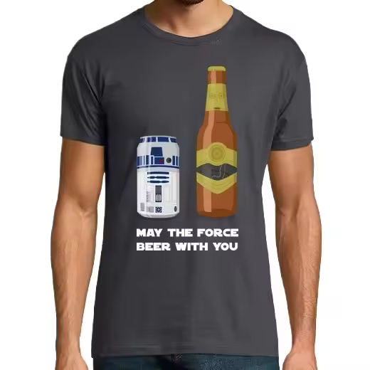 May The Force Beer With You Camisetas Negras CERVEZA, Pack Regalo Camiseta Personalizada - 1